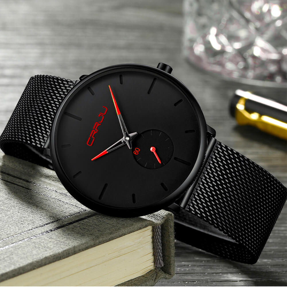 CRRJU Men's Luxury Ultra Thin Waterproof Watch